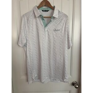 UNRL Polo Shirt Mens Large White Barstool Golf Club Performance Stretch Golf
